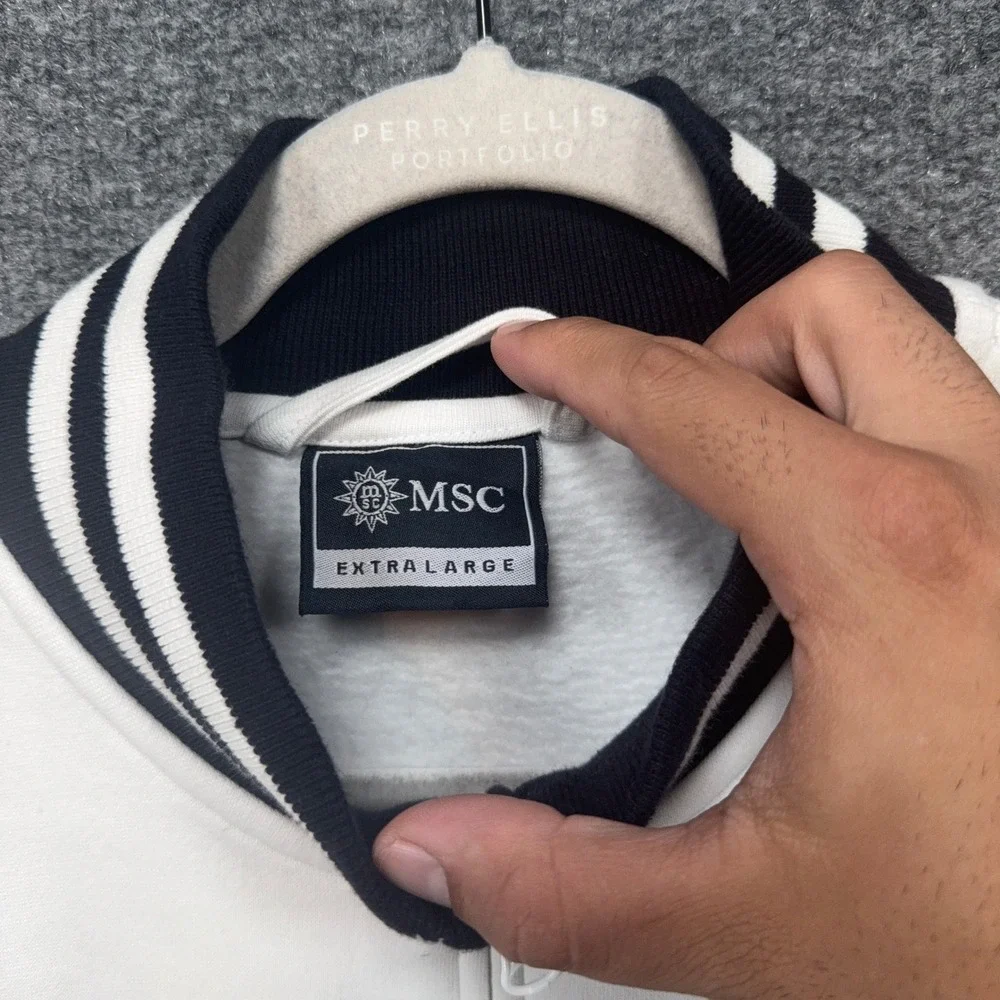 MSC Track Jacket Mens XL White Italian Flag Full Zip Bomber Nautical Fleece